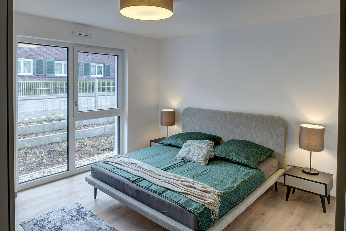 Möbliertes Schlafzimmer im Betreuten Wohnen in Duisburg