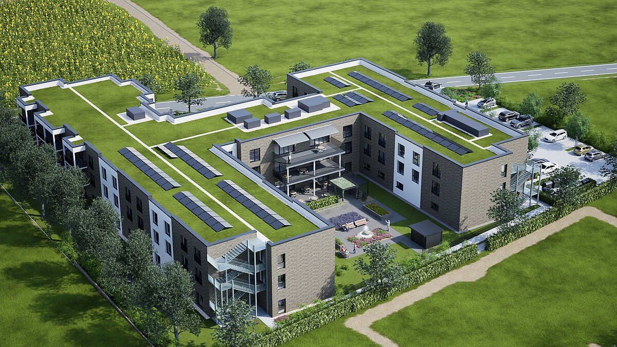 Vogelperspektive auf Neubau in Lotte