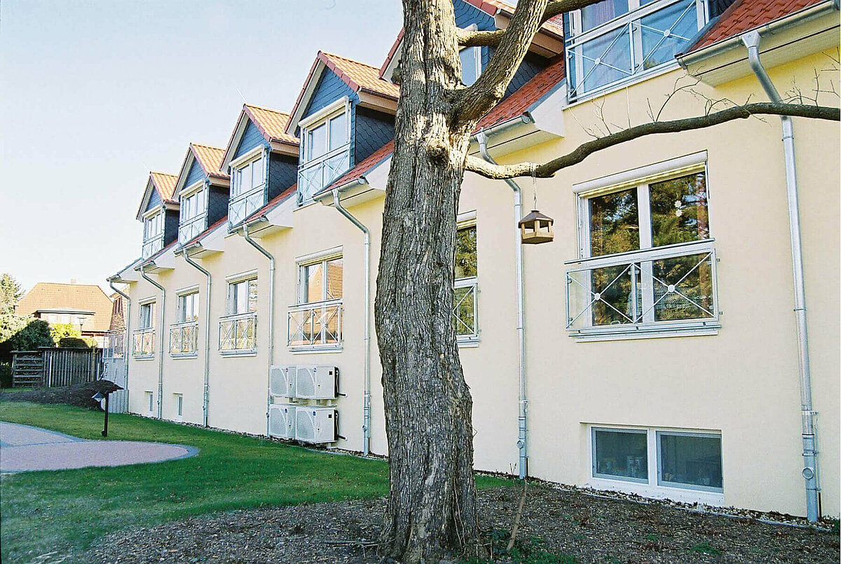 Baum mit Vogelhäuschen vor dem CMS Pflegestift Bremer Weg in Celle