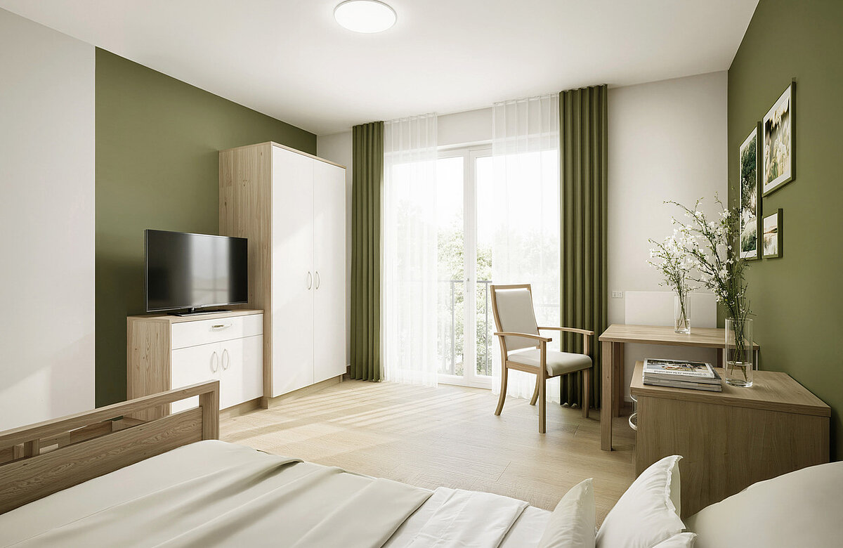 Bewohnerzimmer mit großem Fenster