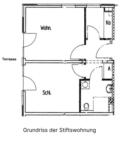 Grundriss einer Stiftswohnung im CMS Pflegewohnstift Pattensen