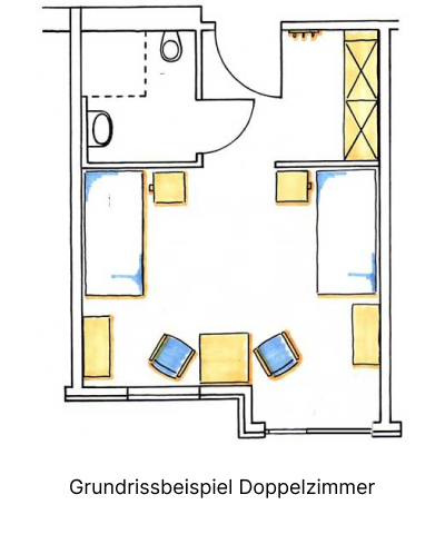 Grundrissbeispiel Doppelzimmer im CMS Pflegewohnstift Pattensen